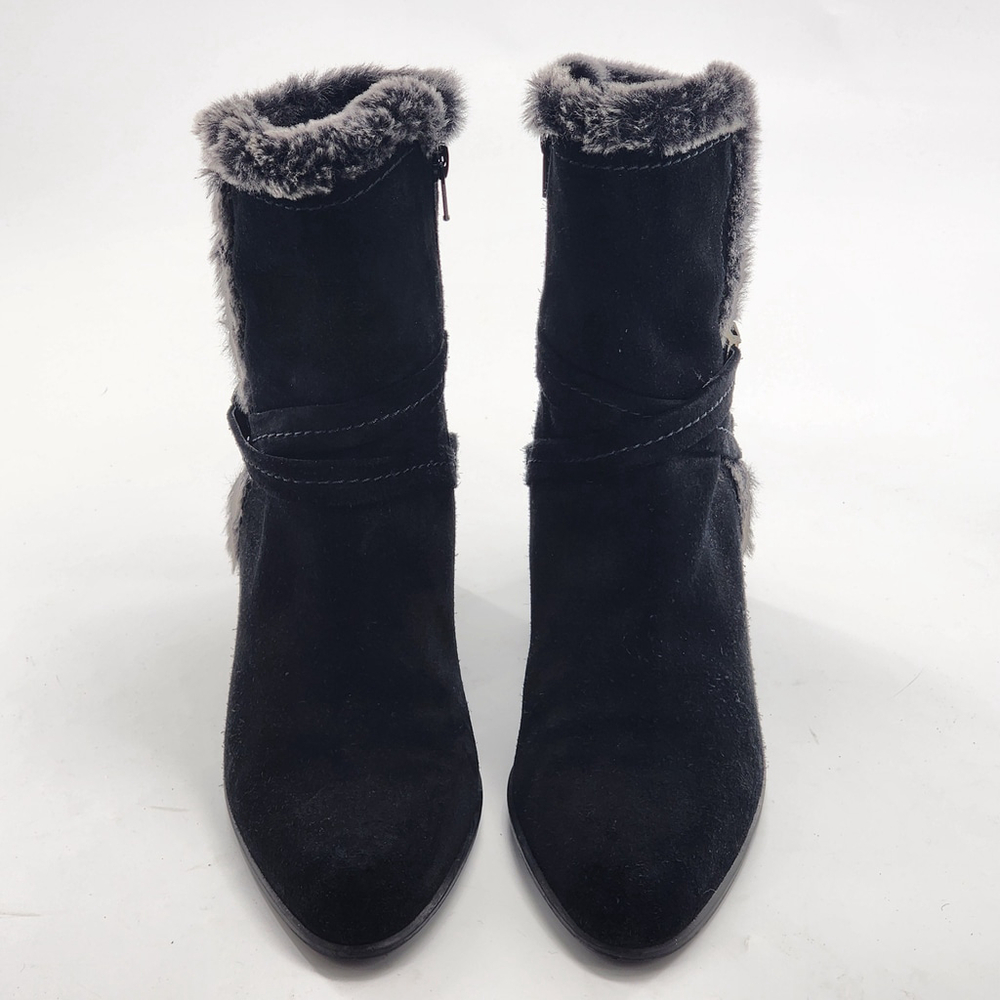STUART WEITZMAN Black Suede Faux Fur Ankle Boots Size 8.5M - Picture 3 of 8